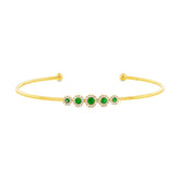 0.14ct Diamond & 0.29ct Green Garnet 14k Yellow Gold Bangle